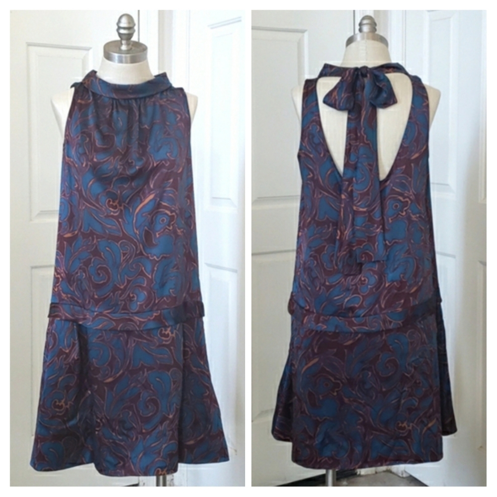 MARC by MARC JACOBS Silk Dress Cutout Back Jewel-Tone Paisley SIZE MEDIUM - Picture 2 of 15